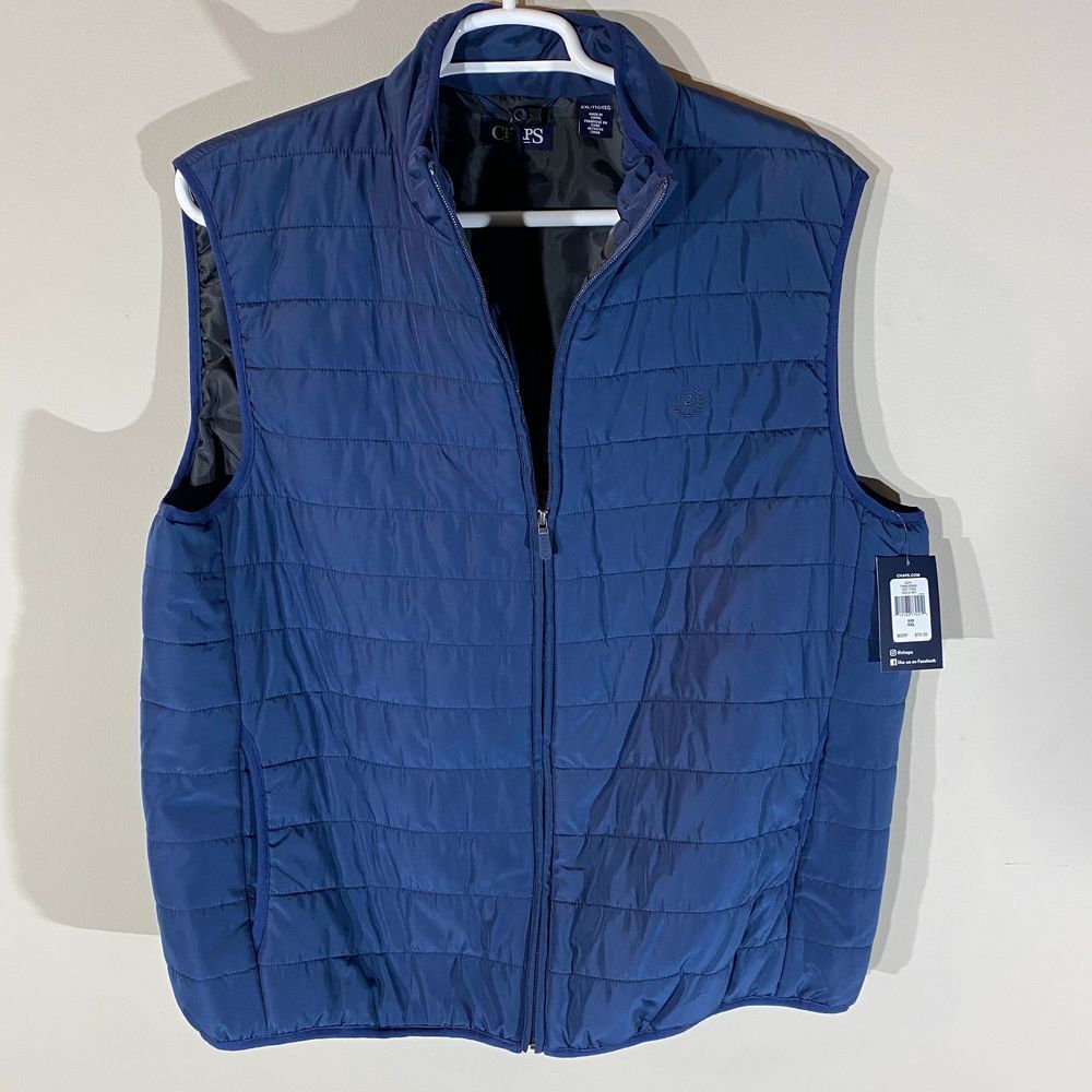 Chaps Men's Rustic Navy Quilted Packable Vest Full Zip Sleeveless Men’s Size XXL
